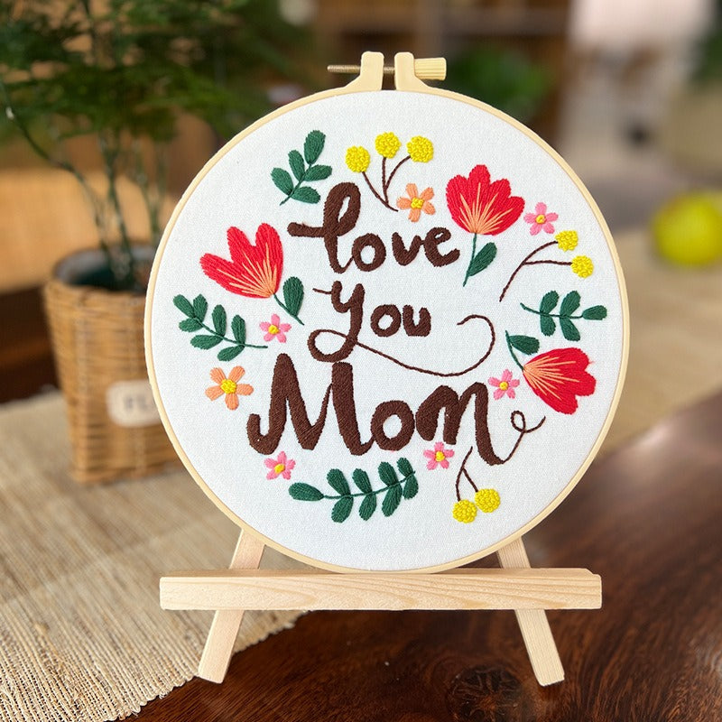 Love You Mom Embroidery Kit – Beginner DIY Gift