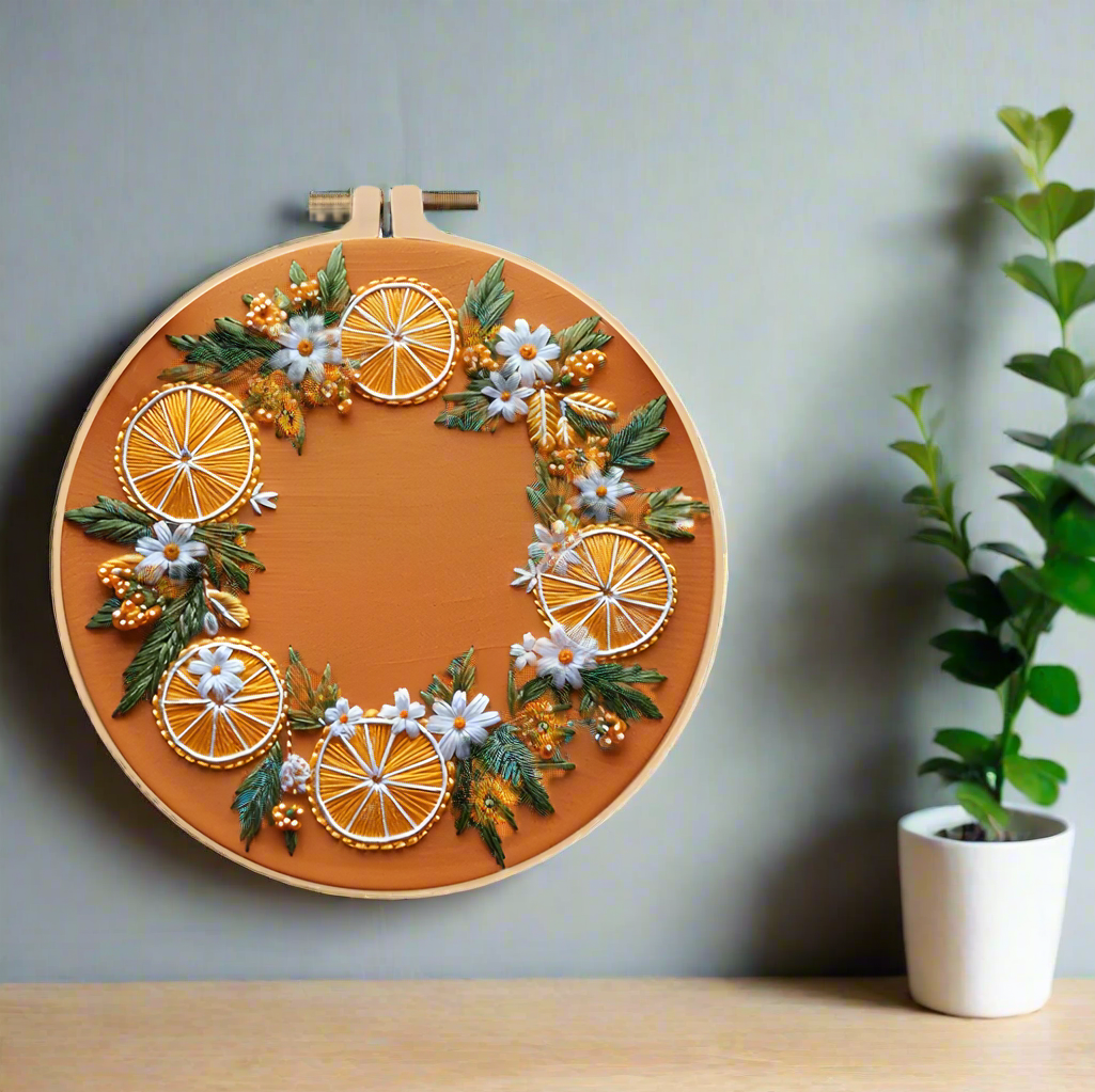 Orange Pattern Embroidery Starter DIY Kit