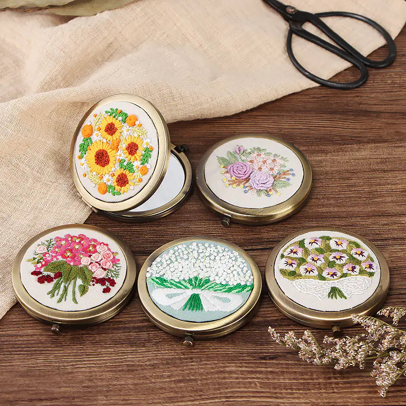 Happy Flower Language - DIY Embroidery Kit for Makeup Mirror
