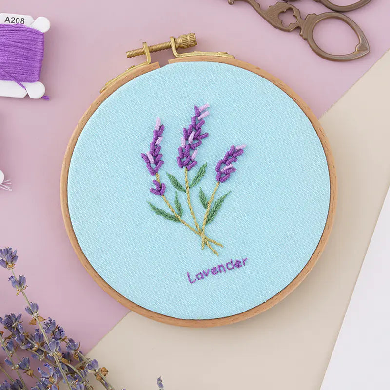 Lavender Delicate Blooms – Beginner Floral Embroidery Kit