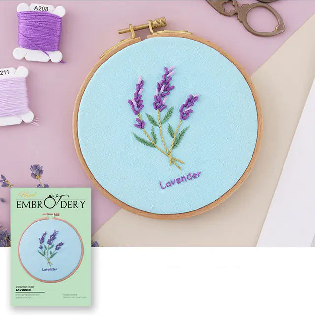 Lavender Delicate Blooms – Beginner Floral Embroidery Kit