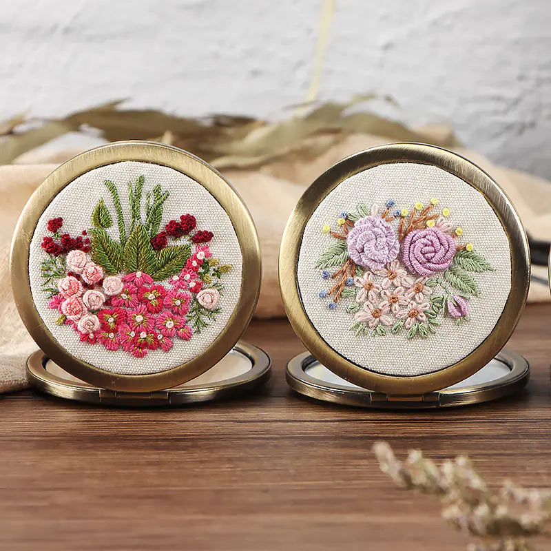 Happy Flower Language - DIY Embroidery Kit for Makeup Mirror