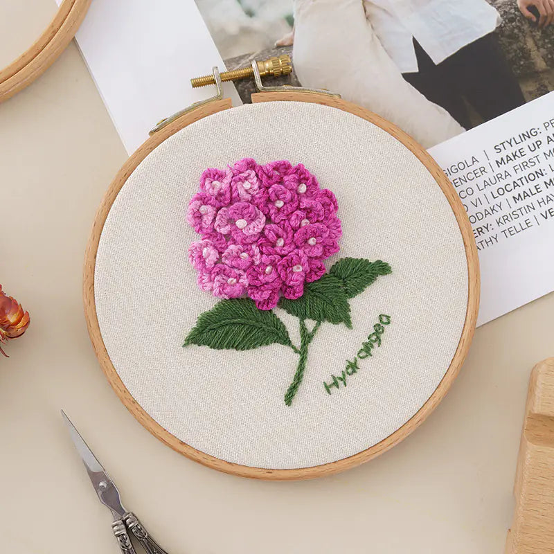 Hydrangea Delicate Blooms – Beginner Floral Embroidery Kit