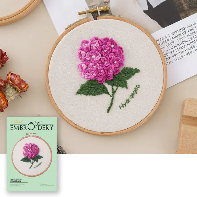 Hydrangea Delicate Blooms – Beginner Floral Embroidery Kit