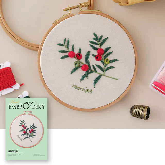 Yearning Delicate Blooms – Beginner Floral Embroidery Kit | Pre-Printed DIY Craft Set