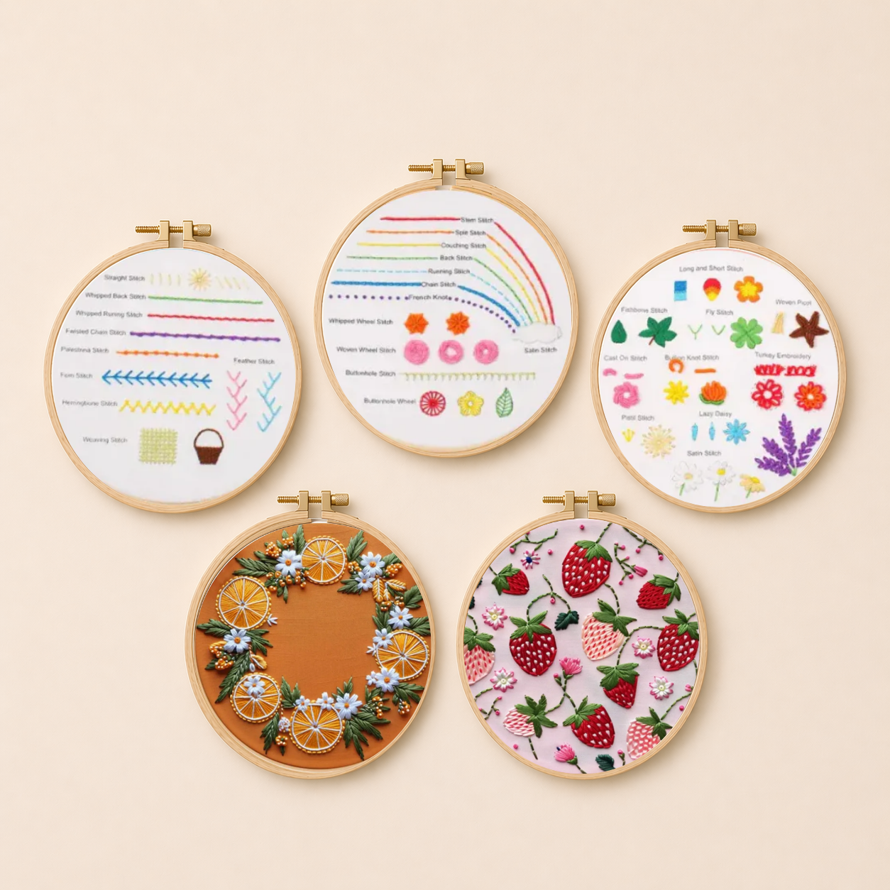 learn to stitch strawberry orange bundle