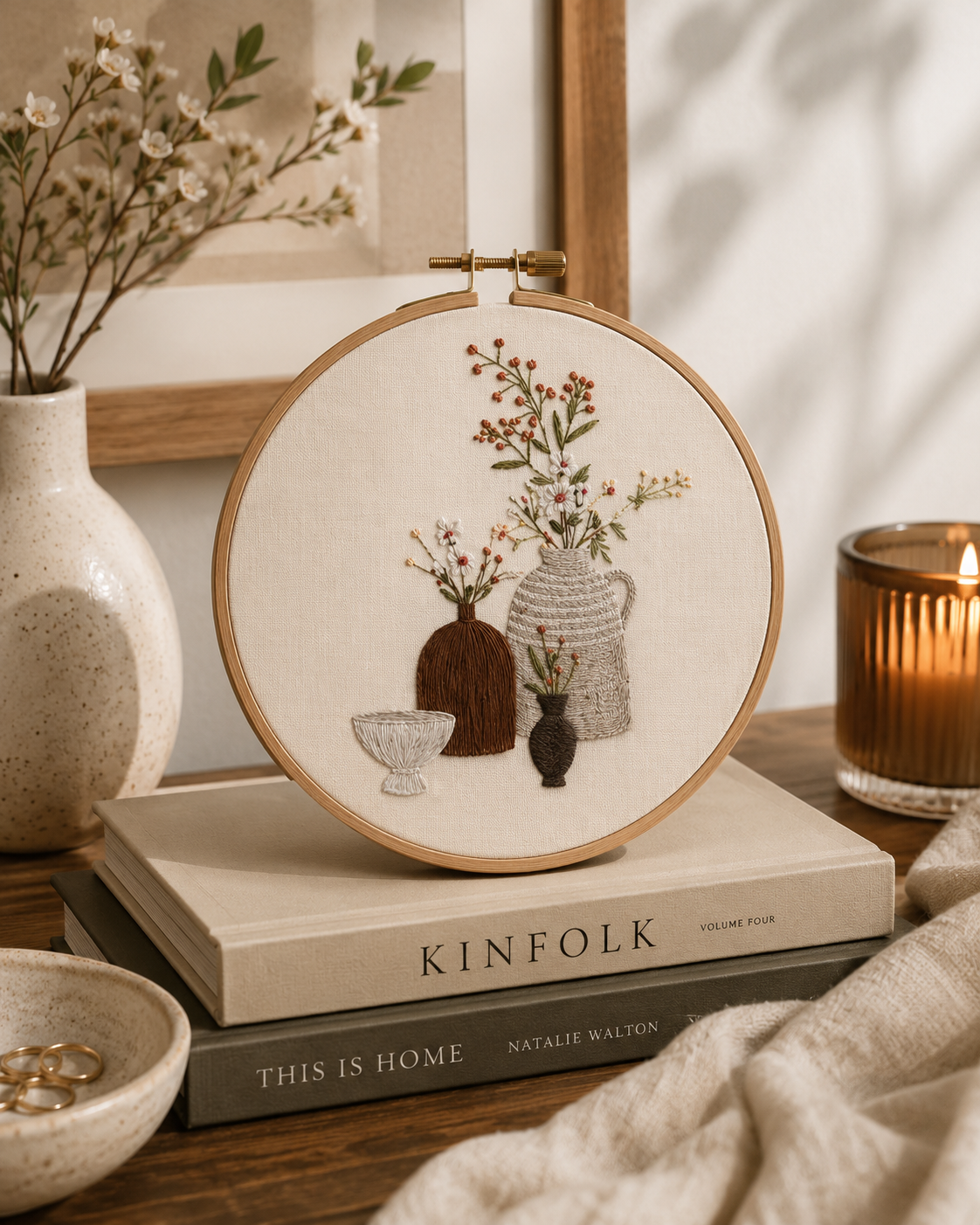 Minimal Botanical Vases Embroidery Kit