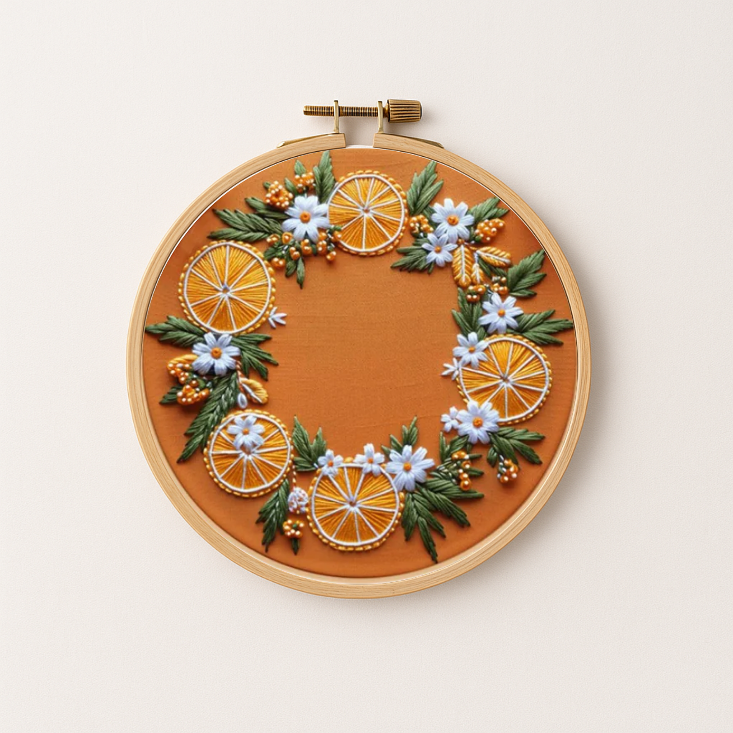 Orange Wreath Embroidery Design