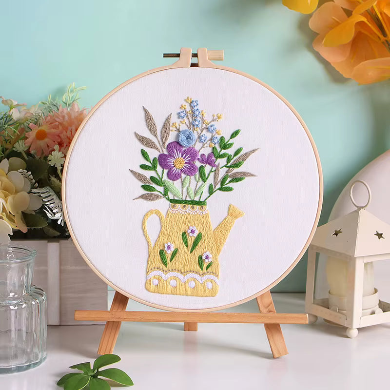 Wildflower Watering Can Embroidery Kit