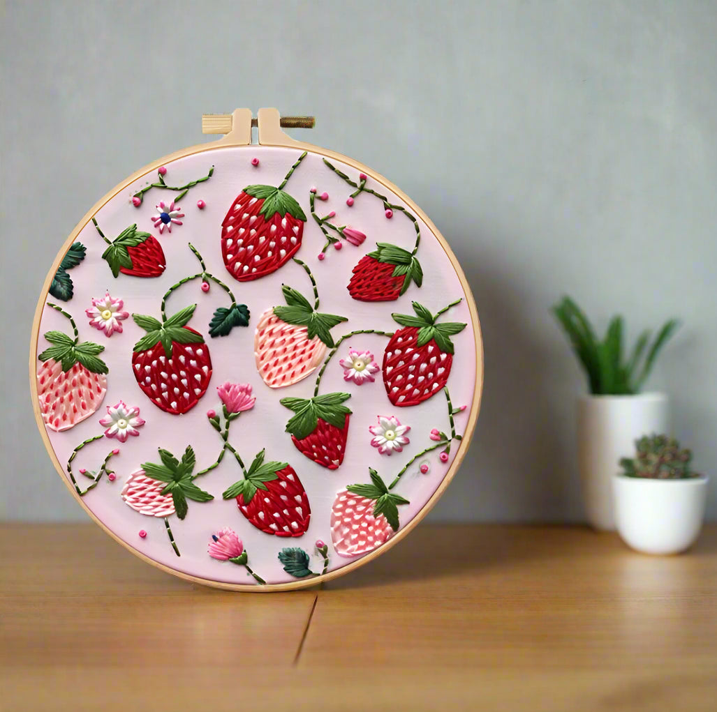 Strawberry Pattern Embroidery Starter DIY Kit