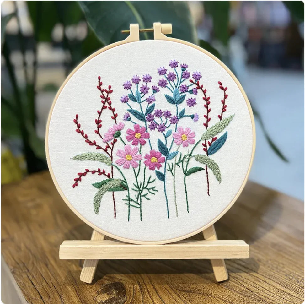 Floral DIY Embroidery Design: Purple Cream ๐