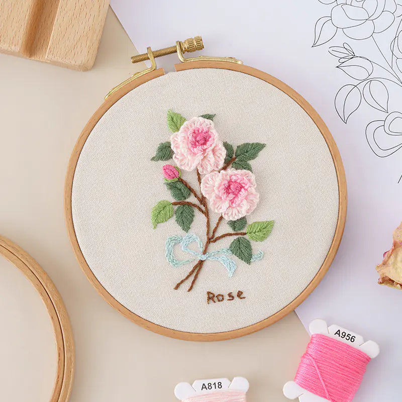 Rose Delicate Blooms – Beginner Floral Embroidery Kit