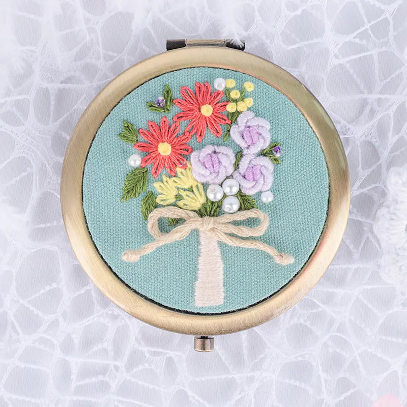 Holding Flower 2 - DIY Embroidery Kit for Makeup Mirror