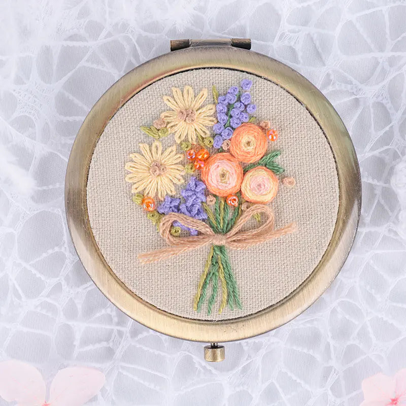 Holding Flower 3 - DIY Embroidery Kit for Makeup Mirror