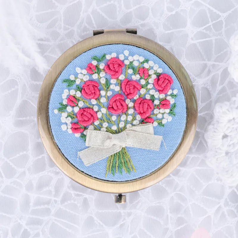 Holding Flower 1 - DIY Embroidery Kit for Makeup Mirror