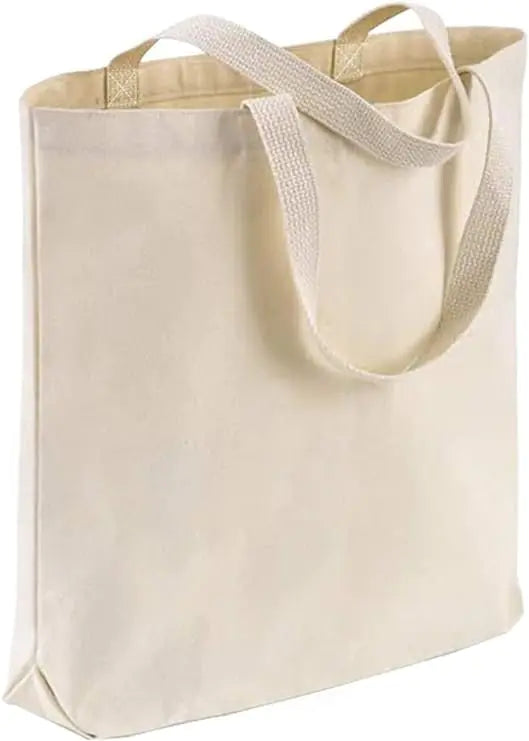 Wholesale Canvas Tote Bags 15"W x 16"H x 3"G Cotton Reusable Grocery Shopping Bags Blank DIY Painting Printing Embroidery (3 Natural Tote Bags)