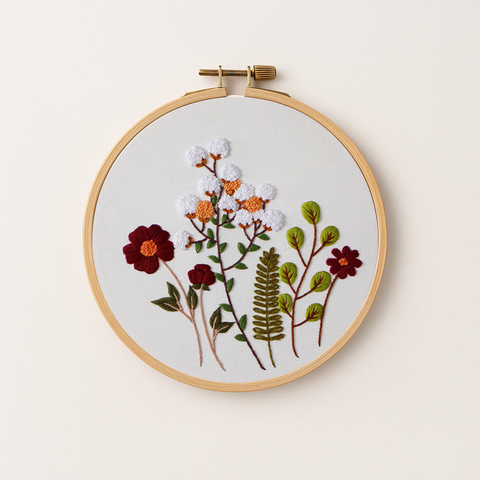 Autumn blooms embroidery design