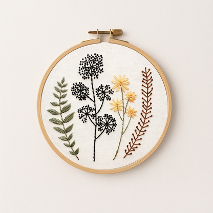 Autumn plants embroidery kit