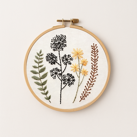 Autumn plants embroidery kit