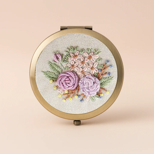 Embroidery Flower Bouquet Makeup Mirror