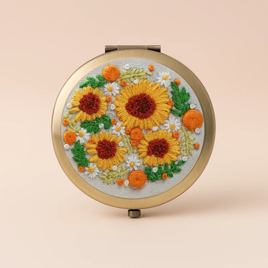 Embroidery Flower bouquet Makeup Mirror