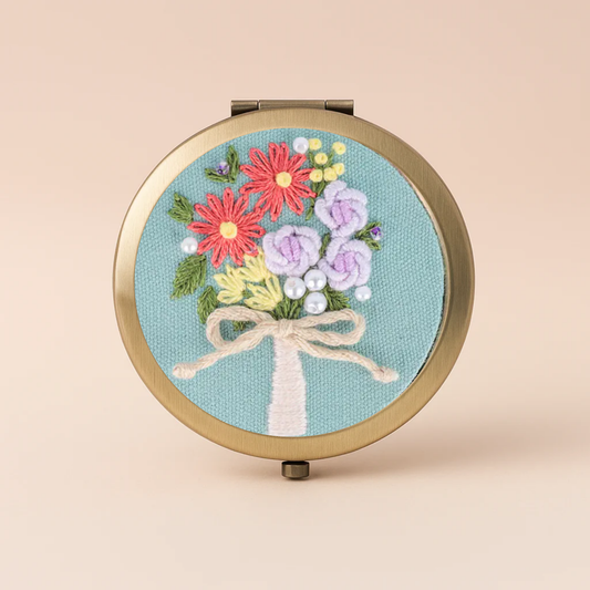 Embroidery Bouquet Makeup Mirror