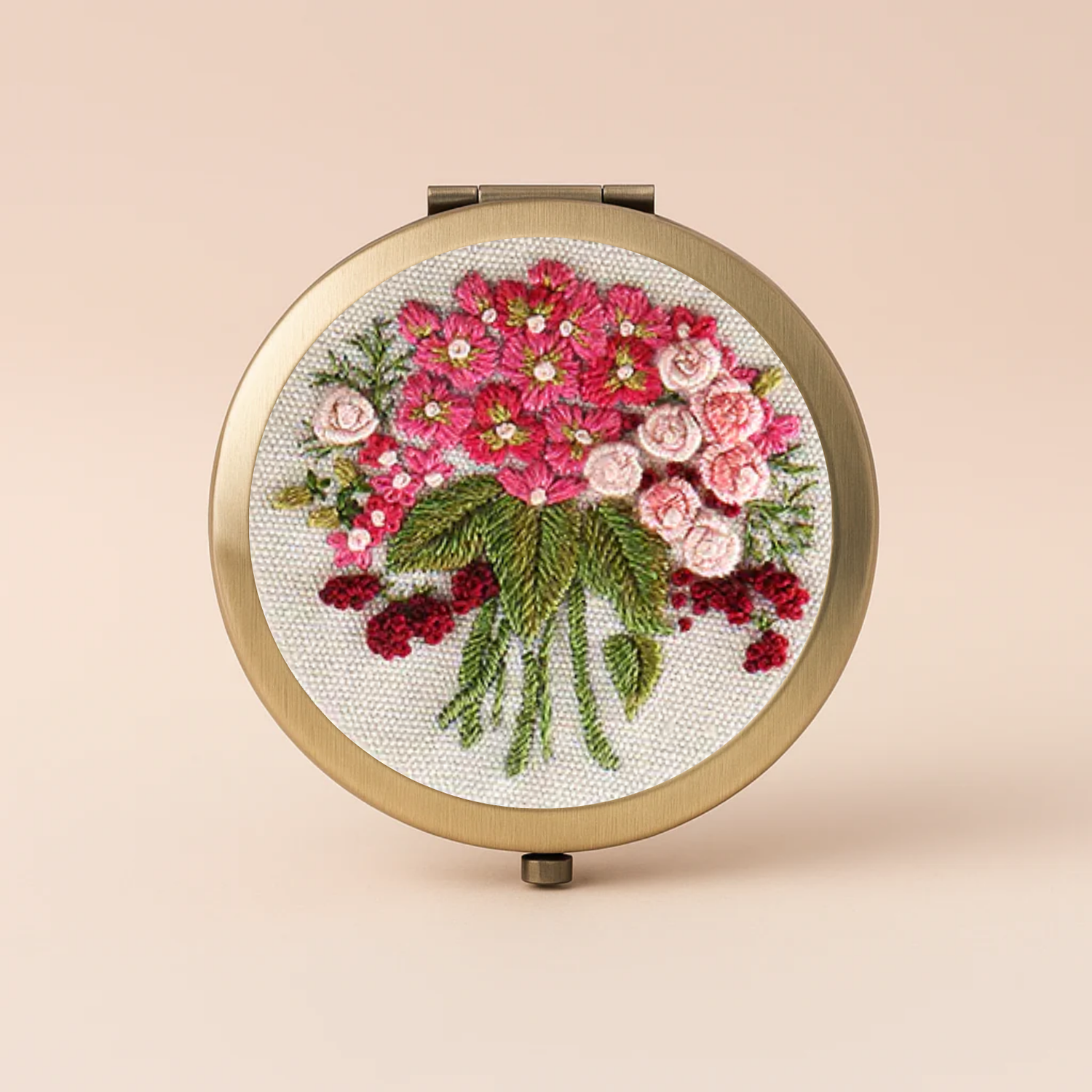 Embroidery Flower Bouquet Makeup Mirror