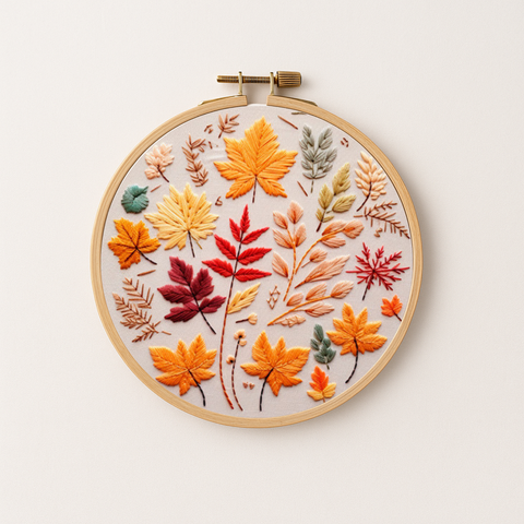 Fall leaves embroidery design