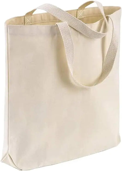 Wholesale Canvas Tote Bags 15"W x 16"H x 3"G Cotton Reusable Grocery Shopping Bags Blank DIY Painting Printing Embroidery (3 Natural Tote Bags)