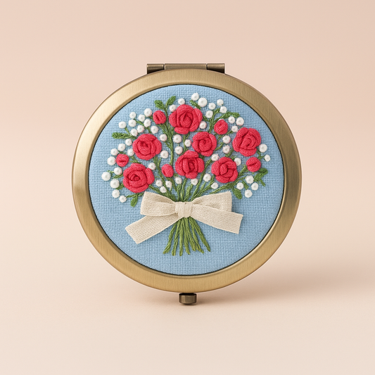 Embroidery Flower Bouquet on a personal mirror