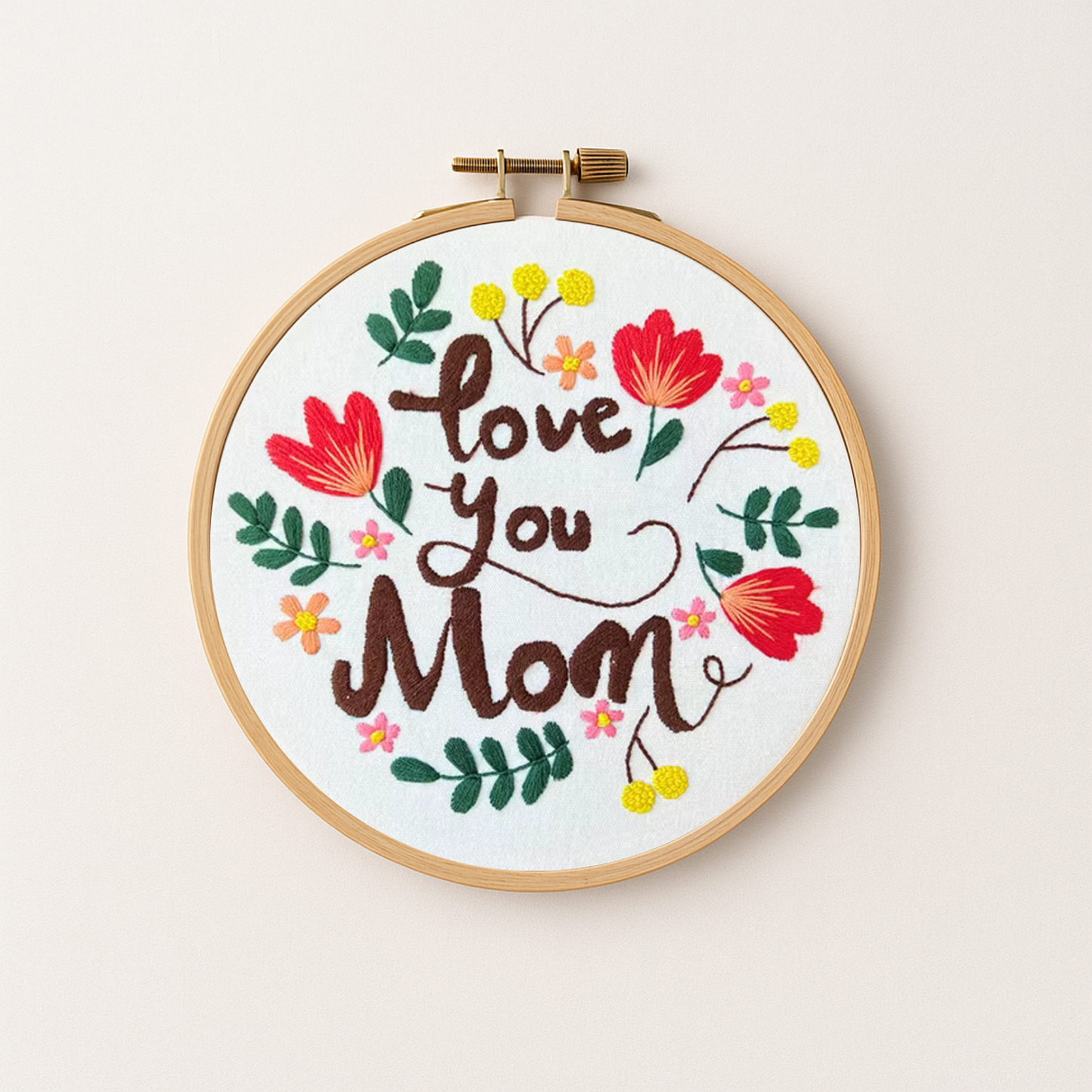 Love you mom diy embroidery design kit