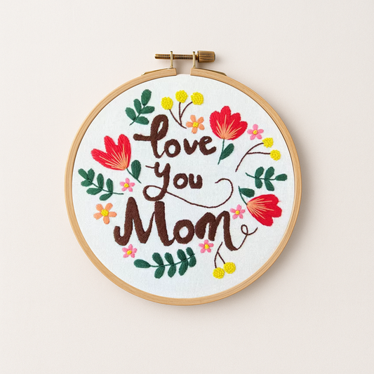 Love you mom diy embroidery design kit