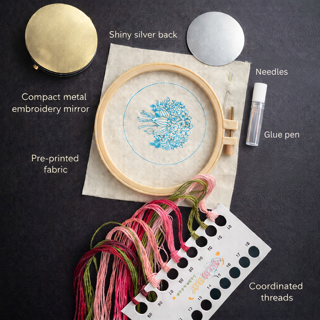 Happy Flower Language - DIY Embroidery Kit for Makeup Mirror