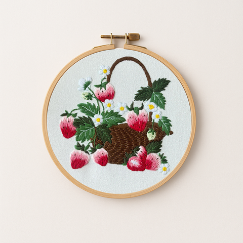 Strawberry basket embroidery kit
