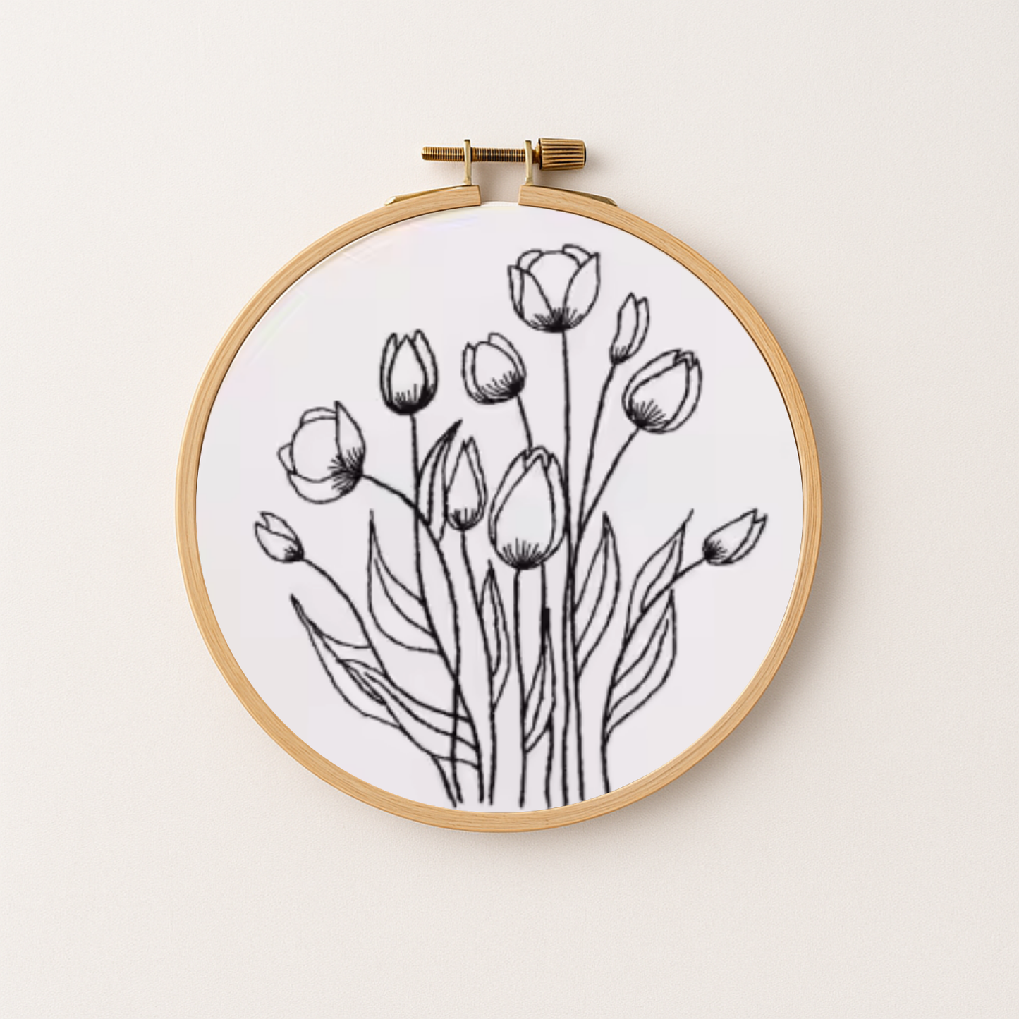 Tulips embroidery in a hoop
