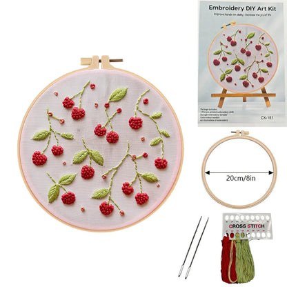 Cherry Pattern Embroidery Starter DIY Kit