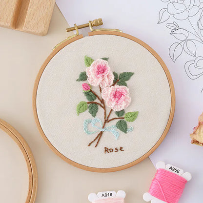 Rose Delicate Blooms – Beginner Floral Embroidery Kit