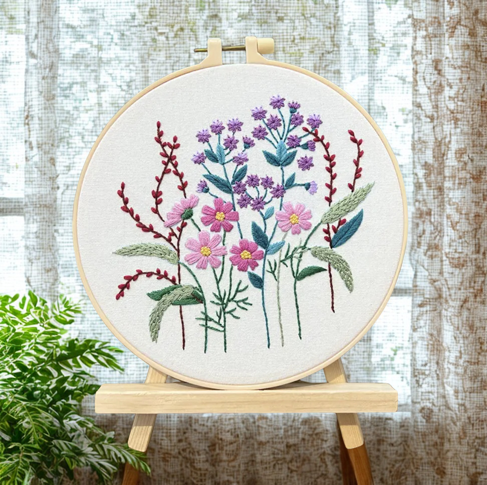 Floral DIY Embroidery Design: Purple Cream 💐