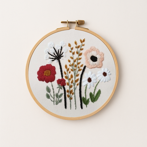 fall flowers embroidery design