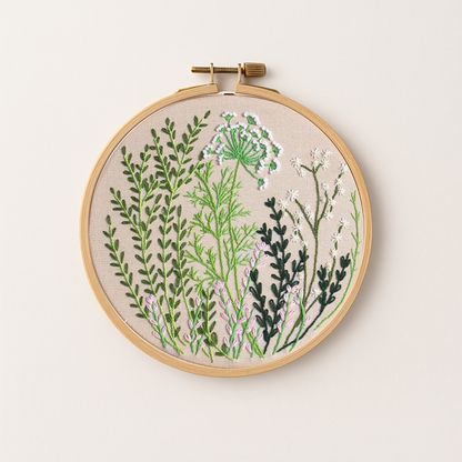 white flowers embroidery kit