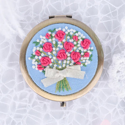 Holding Flower 1 -  DIY Embroidery Kit for Makeup Mirror